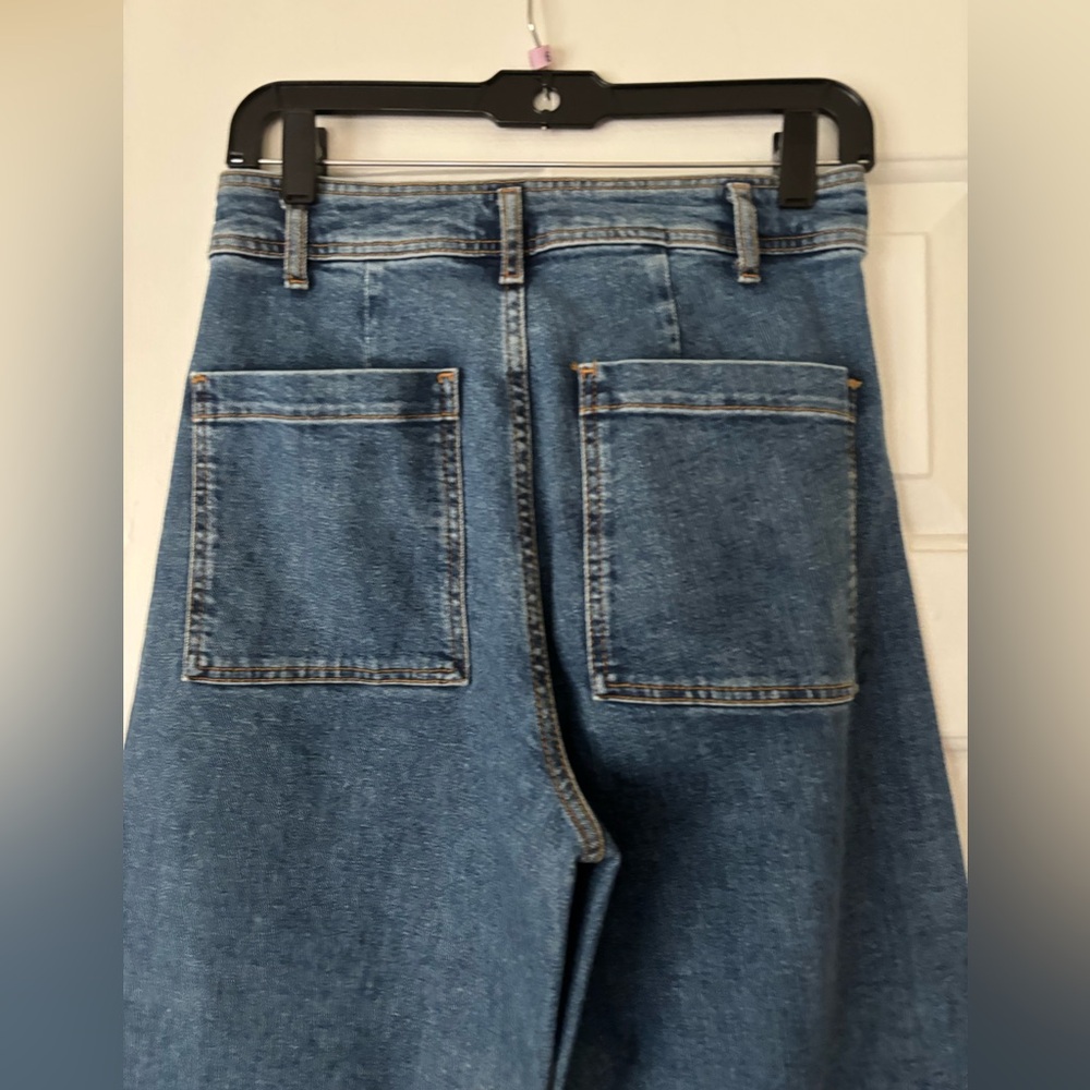 Zara Wide-Leg  high waist Blue Denim Jeans - Picture 5 of 11
